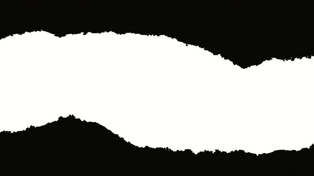 Black paper rip with central white void for contrast minimalist backgrounds