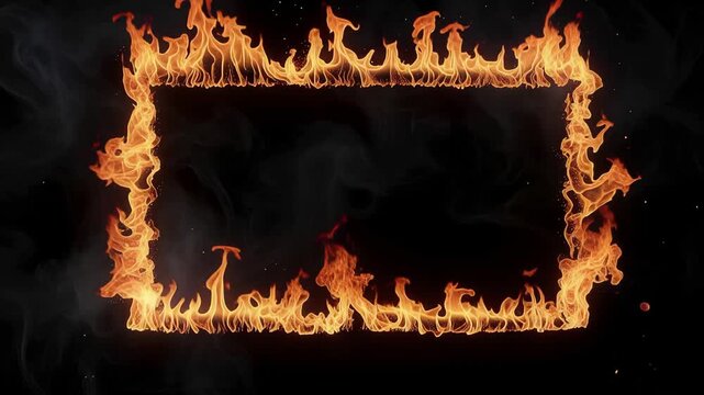 Dynamic animated fiery frame igniting vibrant flames with intense fire effects for video and motion graphics