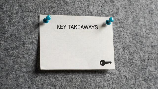 Key Takeaways Concept with Blank Note Card and Copy Space