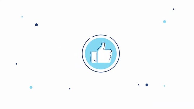 Thumbs Up Like Button Icon with Radial Burst Lines. Customer Review Satisfaction Social Media 2D Animation.