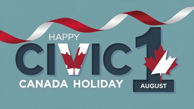 Happy civic holiday celebrating canada day with maple leaf august 1st festivities