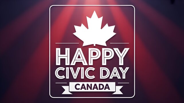 Happy civic holiday canada celebratory graphic with maple leaf for august long weekend