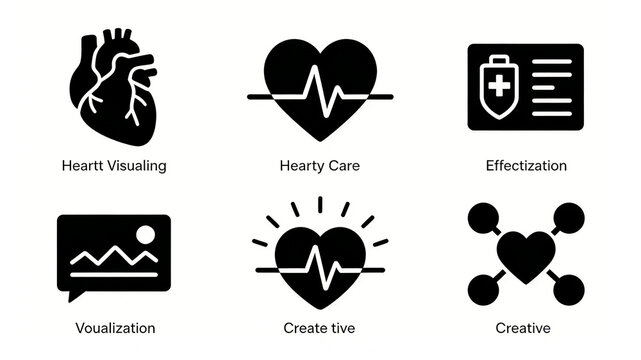Various hand drawn heart layout design and medical icons represent the concepts of visual observation of the heart, daily health care, and intuitive presentation of health care effects
