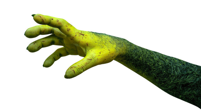 Green zombie hand reaching out