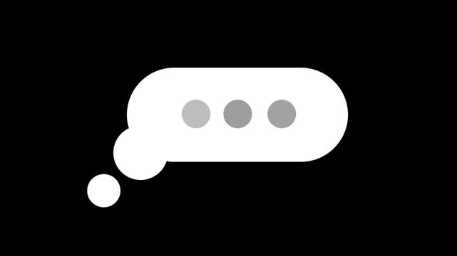 White Minimalist Typing Speech Bubble Icon on Black Background Loop Animation