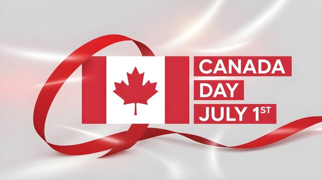 Canada day celebration festive ribbon flag for civic holiday greetings
