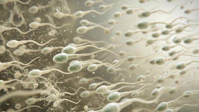 Fertile journey micro: sperm navigation, female system, fertilization process, early development, human reproduction, embryonic life, internal view.