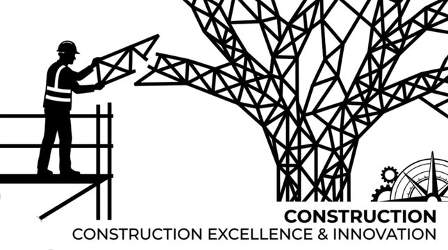 man and womanProfessional engineer analyzing Professional engineer analyzing structural blueprint on construction site. Male architect reviewing geometric framework design for modern infrastru......