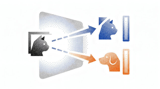 Contrastive Learning Vision Model Augmentation and Feature Representation Colored Stippling Icon