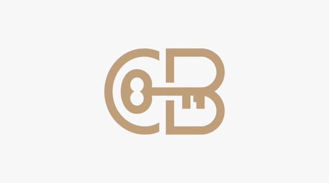 Creative monogram key logo with letters C and B