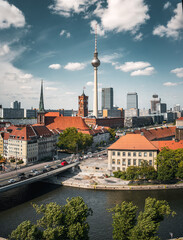 Aerial Panorama of Berlin Mitte with Fernsehturm and Rotes Rathaus Town Hall © BERLIN-BELICHTET.DE