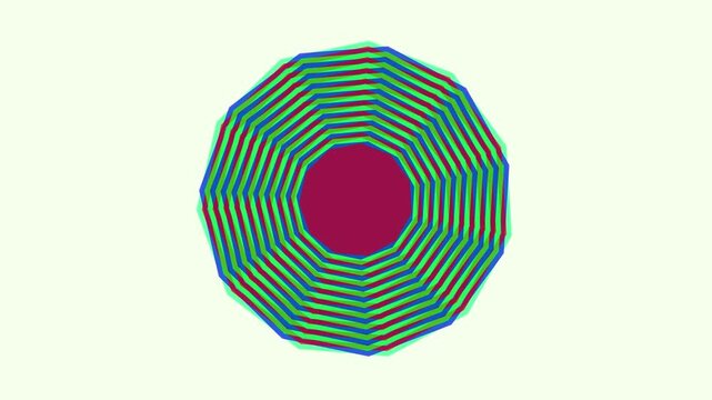 Expanding geometric circular patterns featuring multiple concentric colorful rings forming a radiating optical illusion motion effect