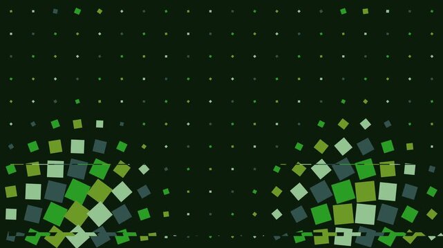 Small green squares arranged in a grid pattern to create dynamic rhythmic motion and rhythmic visual interest