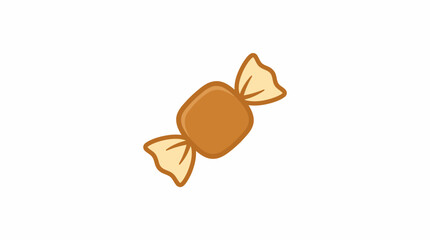 Obraz premium A single piece of brown caramel candy wrapped in paper.