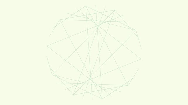 Thin green lines forming intricate geometric sphere patterns on a light yellow paper color surface