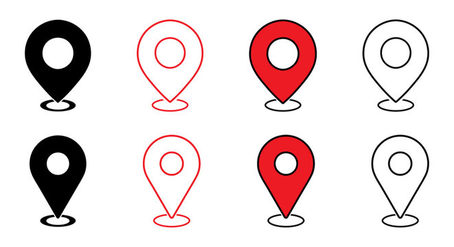 location pin icon map pointer vector isolated gps direction navigation element marker search place red.