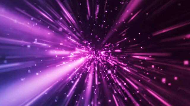 Abstract background with light rays and particles, digital technology concept, motion blur effect, vibrant pink and blue neon colors