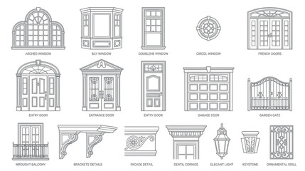 Architectural Elements Collection: Doors, Windows, Gates, and Details © Yunan