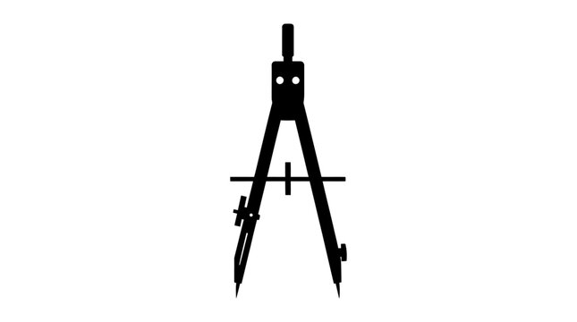 Drafting compass in black silhouette tool drawing