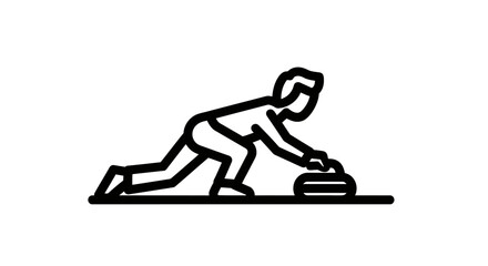Fototapeta premium Individual curling player sliding a stone on ice.