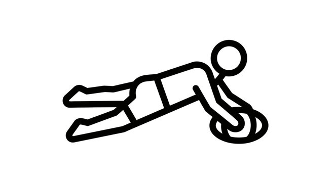 Person using ab roller wheel for core exercise icon.