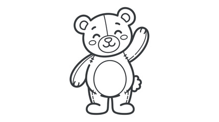 Cute Teddy Bear Waving Hand, Hand-drawn Illustration © Yunan