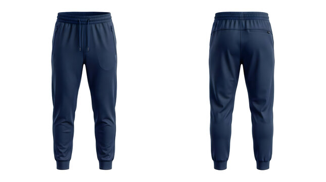 Dark blue sweatpants front and back view
