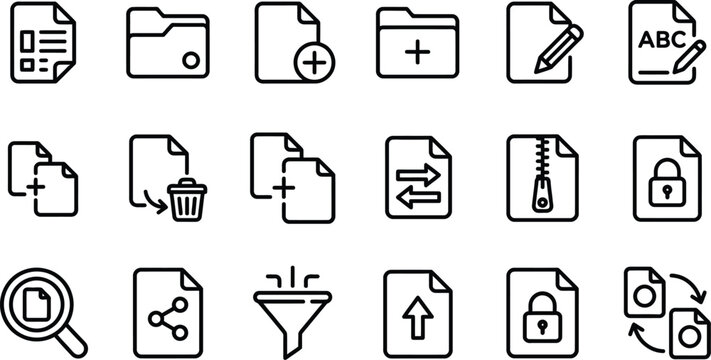 File management ditable vector icon set flat design minimal premium symbols for eps10 illustration modern interface design