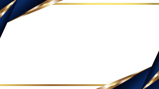 Elegant dark blue and gold geometric frame on black background
