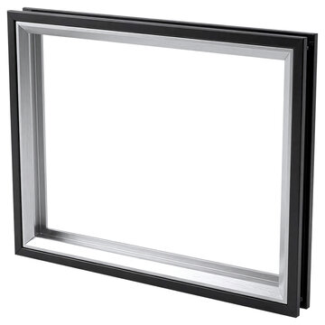 A matte black metal frame with slim contemporary profile, realistic aluminum texture