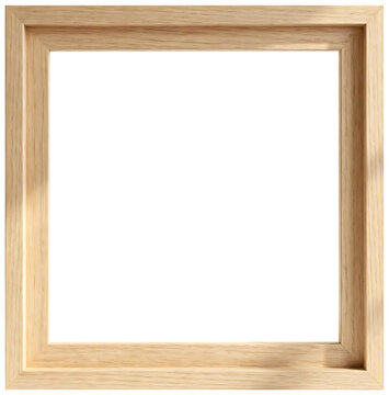 A minimalist square picture frame with a light oak wood pattern and simple geometric design in Scandinavian style.
