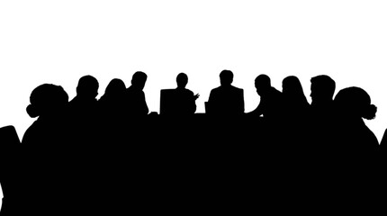 Obraz premium Silhouette crowd watching presentation together isolated on transparent background