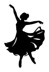 Silhouette of a graceful ballerina in a dynamic pose elegant vector illustration for dance ballet and performance concepts isolated on white © Irhama Iqbal 