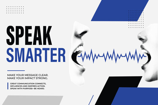 Halftone Pop Art Collage with Two Face Profiles and Sound Wave. Speak Smarter, Make Your Message Clear and Strong Communication Concept. Retro Vintage Style Banner