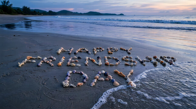 Happy Friendship Day seashell text isolated on background