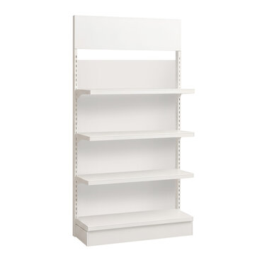 Blank White Commercial Retail Gondola Shelving Mockup