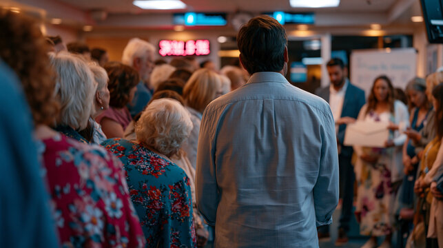 Hospital conference room filled with aunts uncles cousins all leaning forward as pregnant couple stands near whiteboard holding oversized envelope, someone's hand already mid-reach toward the sealed