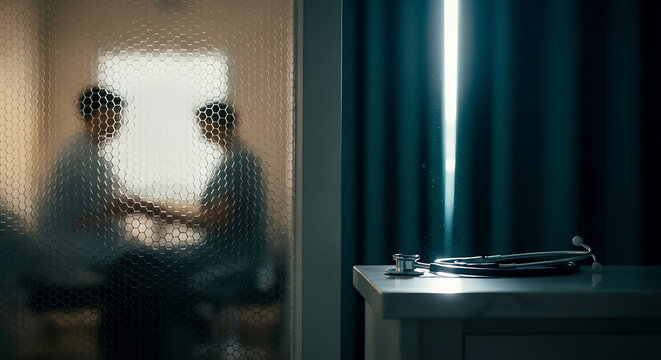 Ensuring patient privacy during a medical consultation to maintain confidentiality with a stethoscope in focus representing professional HIPAA
