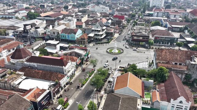 drone hyperlapse on yogyakarta landmark icon