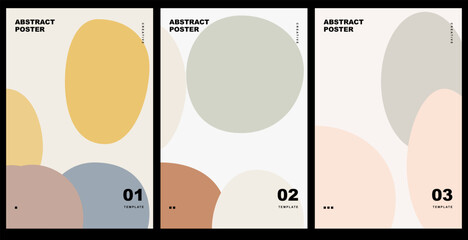 Set of abstract posters with organic shapes and pastel colors, modern minimalist design for wall art, social media, or branding. Vector illustration. © Shafiul Muttaqin 