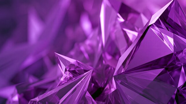 Shapes of purple, like triangles, fill the space. Blurred lines add depth to this 3D picture.