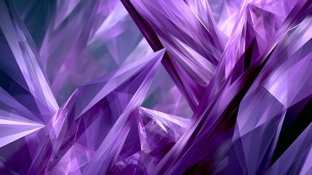 Shapes of purple, like triangles, fill the space. Blurred lines add depth to this 3D picture.