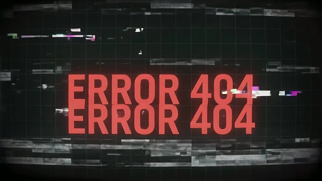 Digital Glitch Error 404 Screen Animation with Distortion