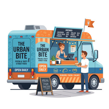 Food Truck Urban Bite Serving Street Food to Customer