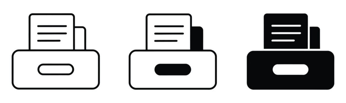 Printer vector icon. Large Format Printer Icon Set: Plotter Printing Image and Document Output for Design and Graphics.