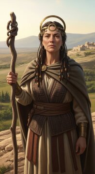 Prophetic Israelite leader: Deborah figure, ancient biblical, Book of Judge, fourth judge, Israel prophetess, divine guide, Lapidoth partner, era heroine.