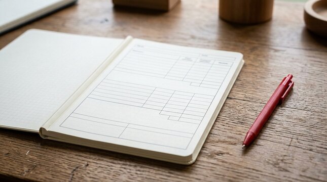 Protocol Deviation Log Open beside a Red Pen on a Desk &ndash; Clinical Trial Stock Photo
