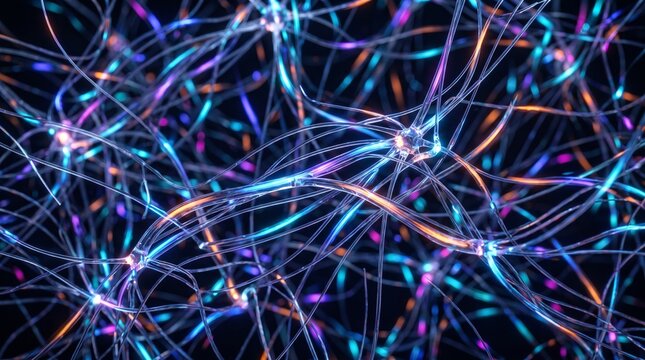 Complex neural network connections representing brain activity and artificial intelligence with connections intelligence communication