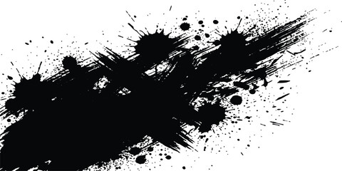 Obraz premium Abstract Ink Splatter Brushstroke: A dynamic and expressive abstract art piece featuring a bold black ink splatter and brushstroke effect, conveying a sense of raw energy and creativity.