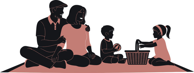 Family of lego people sitting and playing together at a table © Ripunur